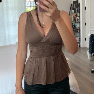 100% Silk brown Blouse by Pookie and Sebastian